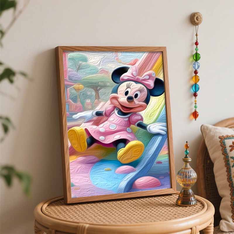 Disney oil painting painting art Minnie Mouse slide fun handmade diy painting home decoration gift