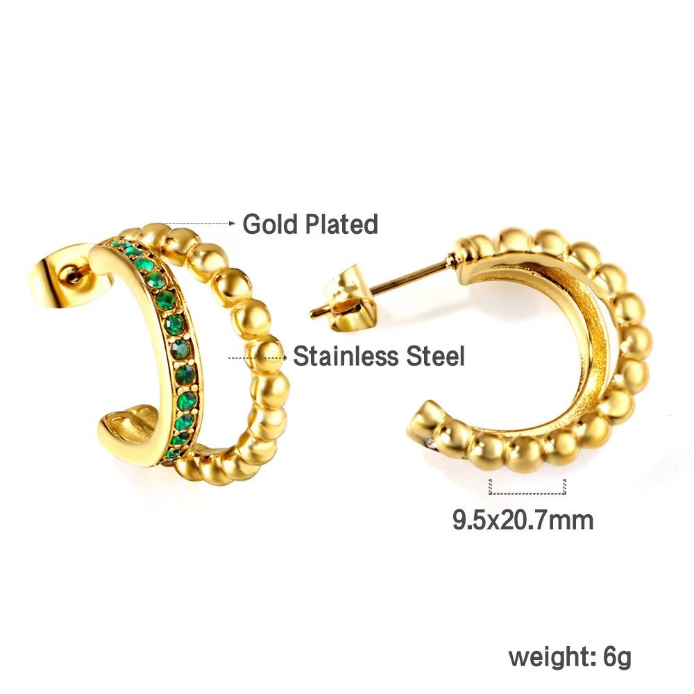 Luxury Fan Shaped Short Stud Earrings For Women Hypoallergenic Vacuum Plating Elegant And Versatile