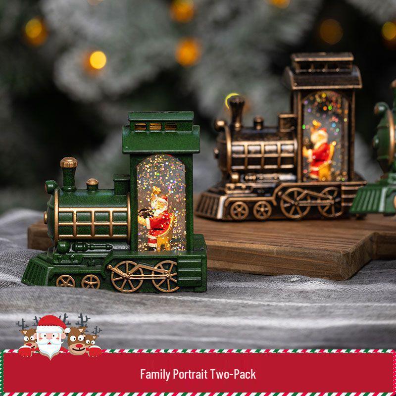 Vintage Light-Up Santa Claus Train Christmas Ornaments for Toddlers