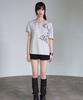 PRENDA Ribbon Tie Eyelet Striped Tee Ivory