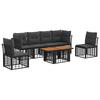 Garden Sofa Set 7 Pieces Black and Dark Grey Poly Rattan