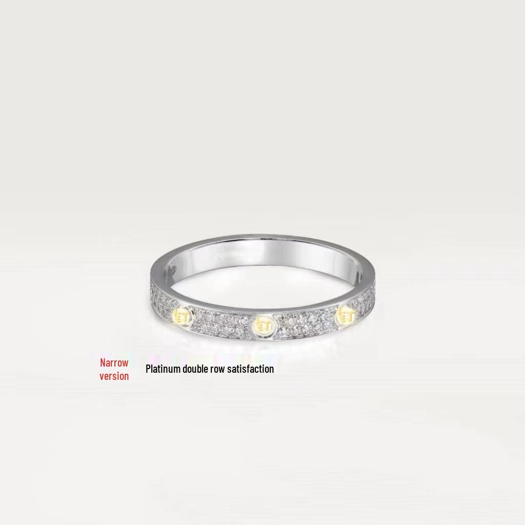 Classic LOVE Ring: 18k Rose Gold Narrow Band - Options with No, Single, Three, or Full Diamonds for Men’s and Women’s Couple Wedding Bands.