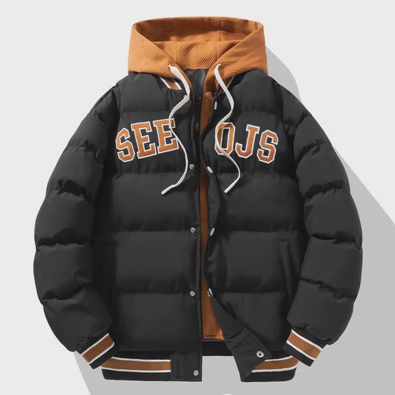 Chaqueta de Invierno para Hombre a la Moda con Capucha y Mezcla de Algodón - Diseño Casual de Dos Piezas