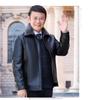 Men's 50+ Velvet-Lined Leather Jacket for Winter, Suitable for Middle-Aged & Elderly