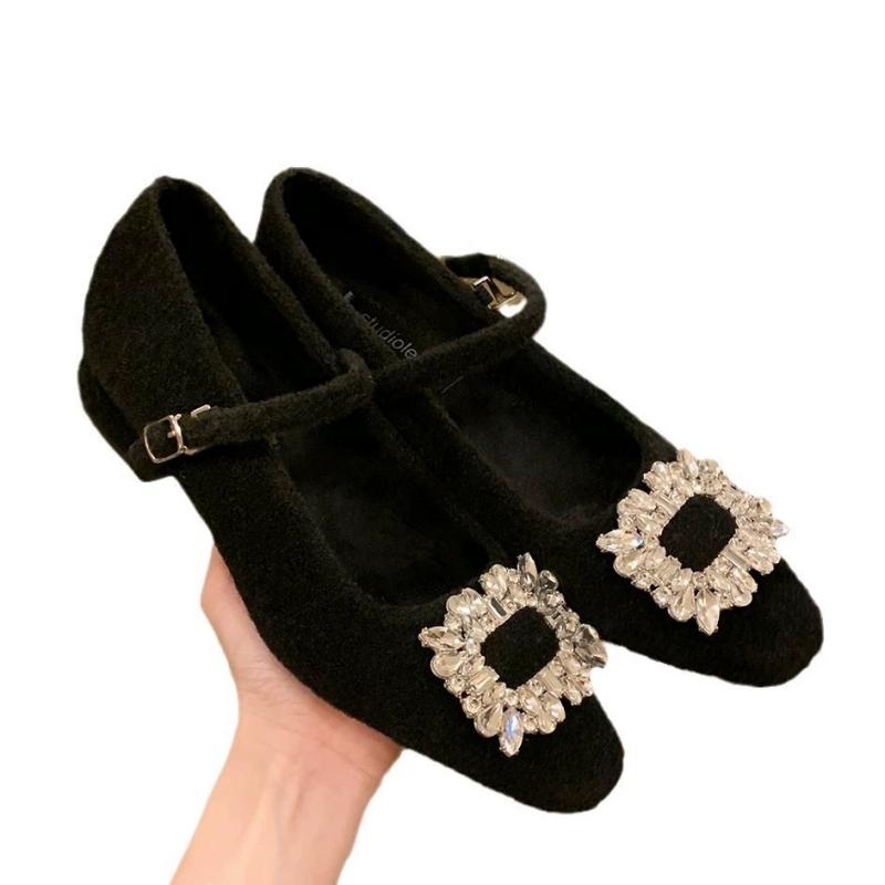 Fashion Womens Slippers with Diamond Anti Slip Middle Heel Close Toes Strap 2025 New Summer Outdoor Fashion Slippers Women Shoes