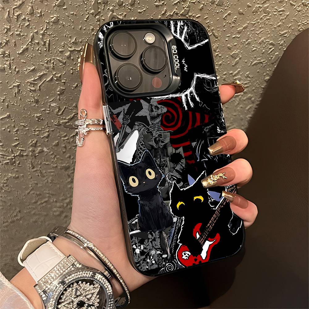 Black Cat Graphic Montage Phone Case For iPhone 15,17,12,14,13,16,11,E,Max,Plus,Air,Pro,Mini Matte Protect Cover