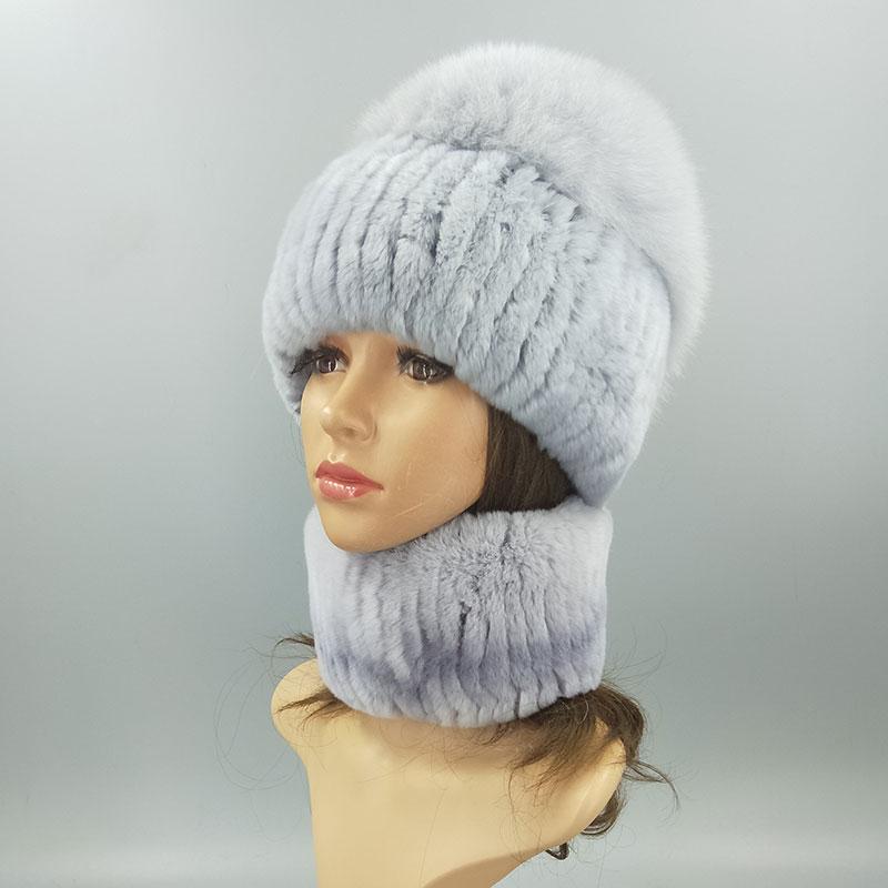 Women s Plush Winter Rex Rabbit Fur Thickened Fox Fur Adjustable Earflap Hat