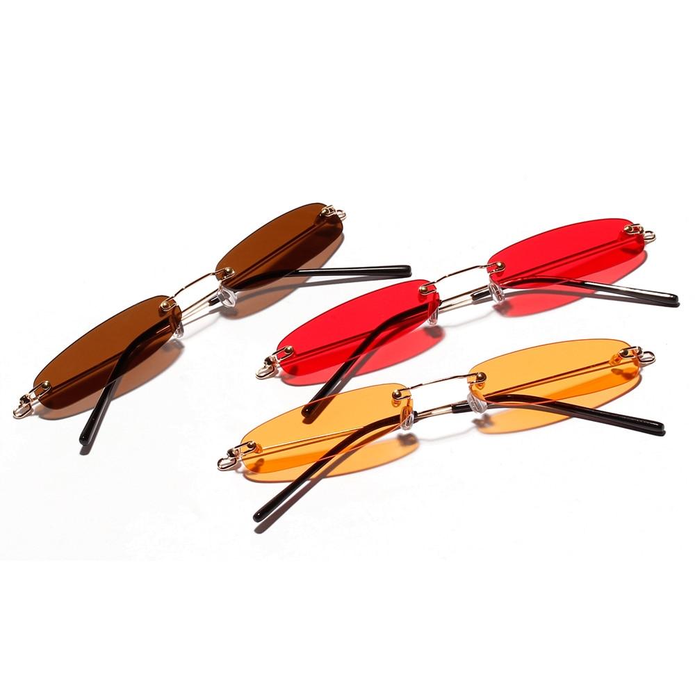 NIEEPA Small Rectangle Sunglasses - Frameless Tinted Ultralight Candy Color Shades