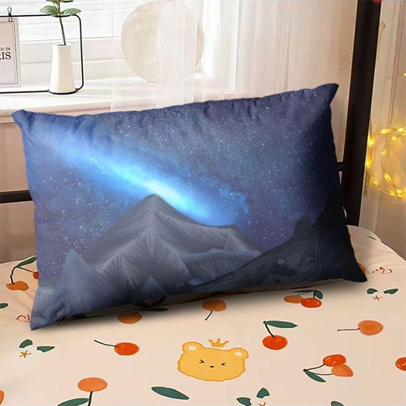 Starry Sky Sunset Sea Pillow,2D Night Scene Pillow Core and Case Set,Aesthetic Pillow for Student Dormitory