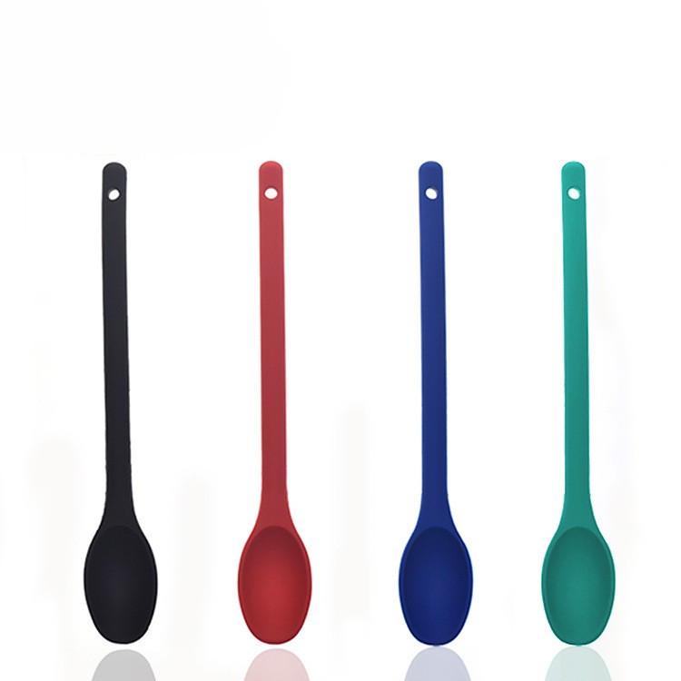 

DIY All-in-One Sealed Silicone Cooking & Salad Spoon with Extended Handle Green Long Handle