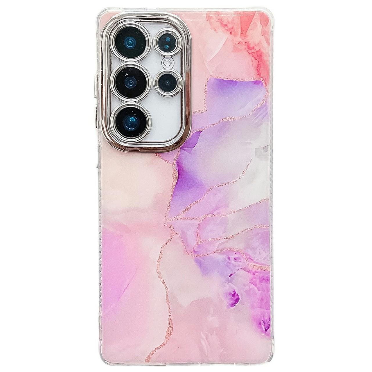 

Для Samsung Galaxy S24 Ultra Чехол IMD Мраморный узор Гальванизированная Защитная Накладка для Телефона E