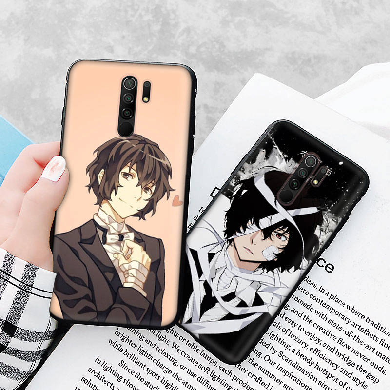 Black Case for Xiaomi Redmi 13C Note 9 iPhone XR 7 8 14 15 11 12 13 X XS Pro Max Samsung A25 S23 S24 FE Ultra Plus Dazai Osamu