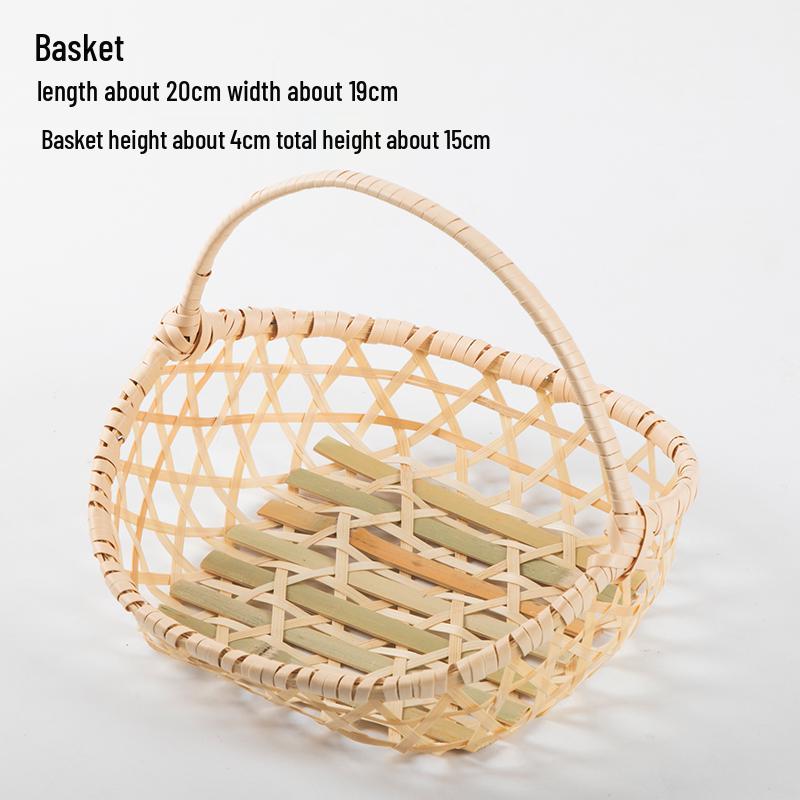 Handmade Bamboo Weaving Sieve Basket Storage and Snack Plate Set