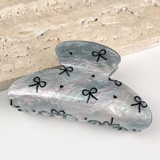 Hair Claw for Women Bow Print Hair Clip Pearlescent Texture Shark Hair Claw
