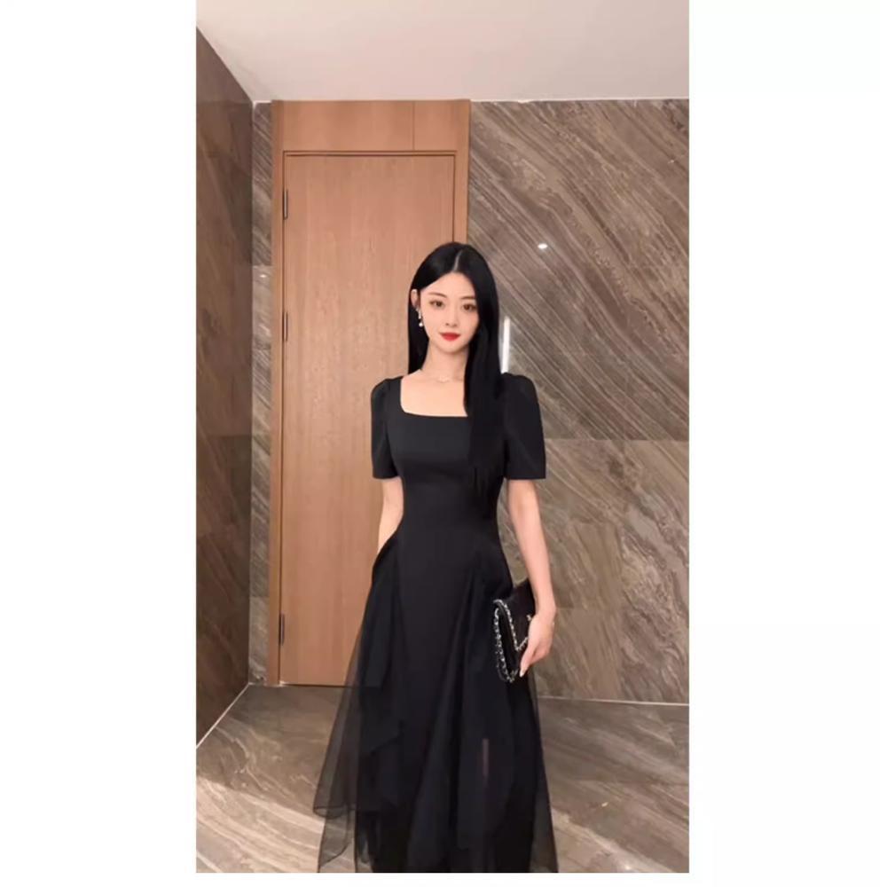 

Элегантное черное летнее платье в стиле французской Хепберн S (for up to 45kg)