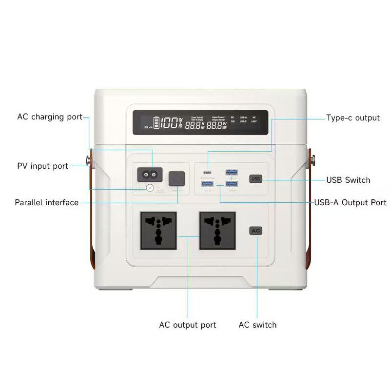 LiFePO4 Portable Power Station 1000W 902WH Mobile Power Supply Solar Generator 500W 300W 100W Battery Power Storage For Camping