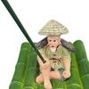 Resin Fisherman Decor Bamboo Raft Fisherman Figurine Elderly Fisherman Resin Statue for Outdoor Decoration for Yard