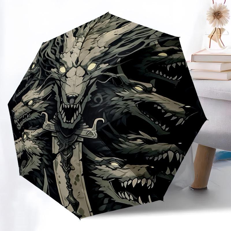 1pc Wolf Pack Fashionable Automatic Opening/Closing Folding Umbrella with 8 Bones, Windproof Portable, Daily Use63
