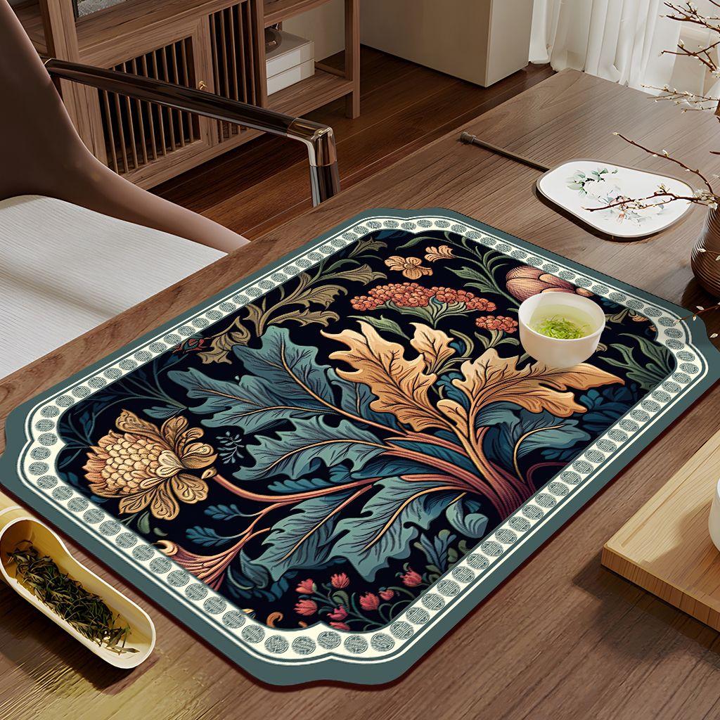 Rectangular Tea Mat Absorption and Quick Drying Tea Tray for Home Living Room Carpet Quick Drying Mat