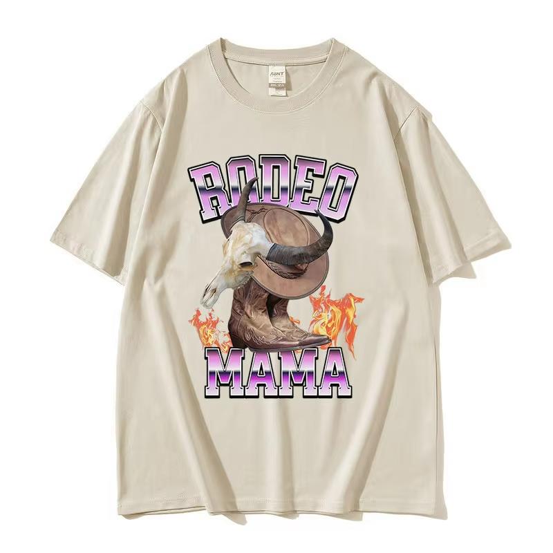 Funny Stylish Western Rodeo Mama T-shirts Men Women 90s Retro Oversized Cotton T Shirt Casual Loose O-Neck Short Sleeve T-shirts