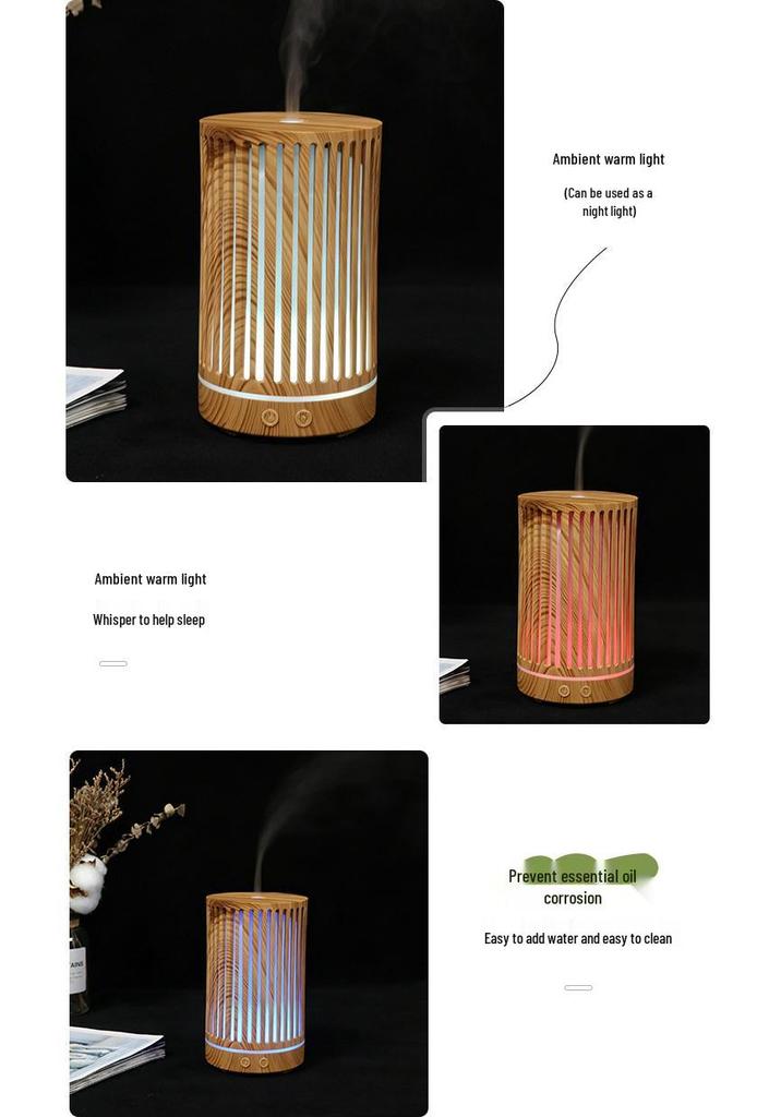 Ultrasonic Aroma Diffuser: Hollow Design, Seven-Color Night Light, Desktop Essential Oil Aromatherapy Humidifier