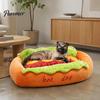 Lit Lavable pour Chat pour Petits Chiens Lit Hot Dog, Mignon Confortable Câlin Coussin Amovible, Animal Créatif Amusant Salon Bun Peluche Chats Canapé Doux pour Animaux