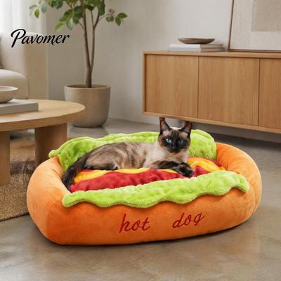 Cama lavable para gatos para perros pequeños Cama de perrito caliente, Linda acogedora para acurrucarse Almohadilla extraíble, Divertido creativo Animal Sala de estar Bollo Peluche Gatos Sofá suave para mascotas