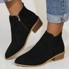 Foreign Trade Large Size Short Boots Women's 2025 Autumn New Pointed Thick Heel Side Zipper and Bare Boots European and American Fashion Women's S