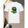European Size Sports Style Printed T-Shirt, Soccer Ball And Football Field Short Sleeve, Durable Print, Skin-Friendly Lightweight Fabric