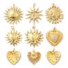 1 Piece Brass Pendants 18K Gold Plated Ex Voto Heart Sun Charms For DIY Necklace Bracelet Earrings Jewelry Making Findings