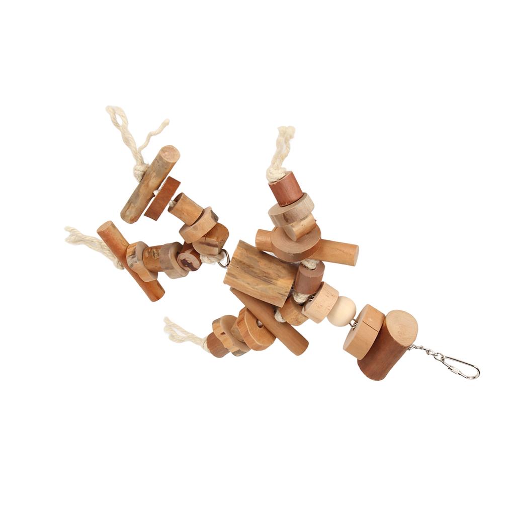 Parrot Toys Wood Blocks Bird Toys Reduce Anxiety Exercise Beak Bird Chew Toys with Movable Hooks