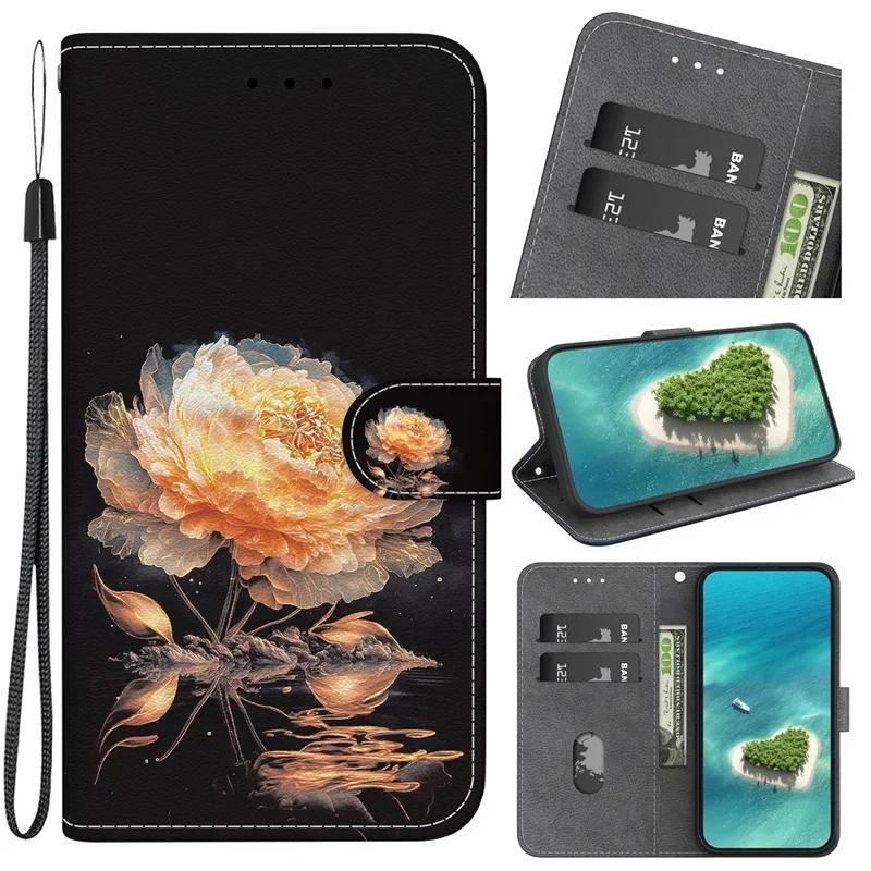 New Painted Case for Xiaomi Poco M6 X6 C65 Pro Wallet Case Xiomi Mi PocoM6 PocoX6 Pro PocoC65 Cartoon Flower Leather Book Cover