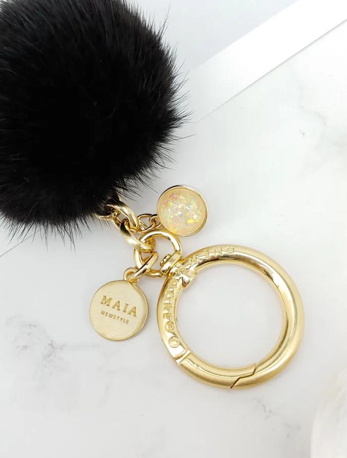 [Maia] Mink Fur Keyring & Charm - Black