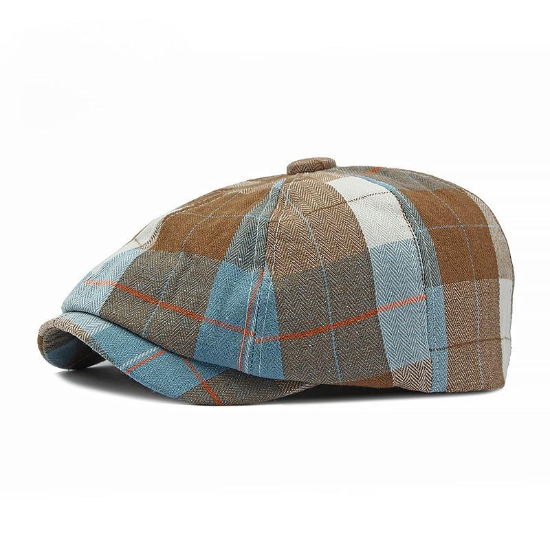 Fashion Plaid Newsboy Cap for Men Women Spring Summer Thin Octagonal Hat British Retro Beret Baker Boy Cap Painter Hat