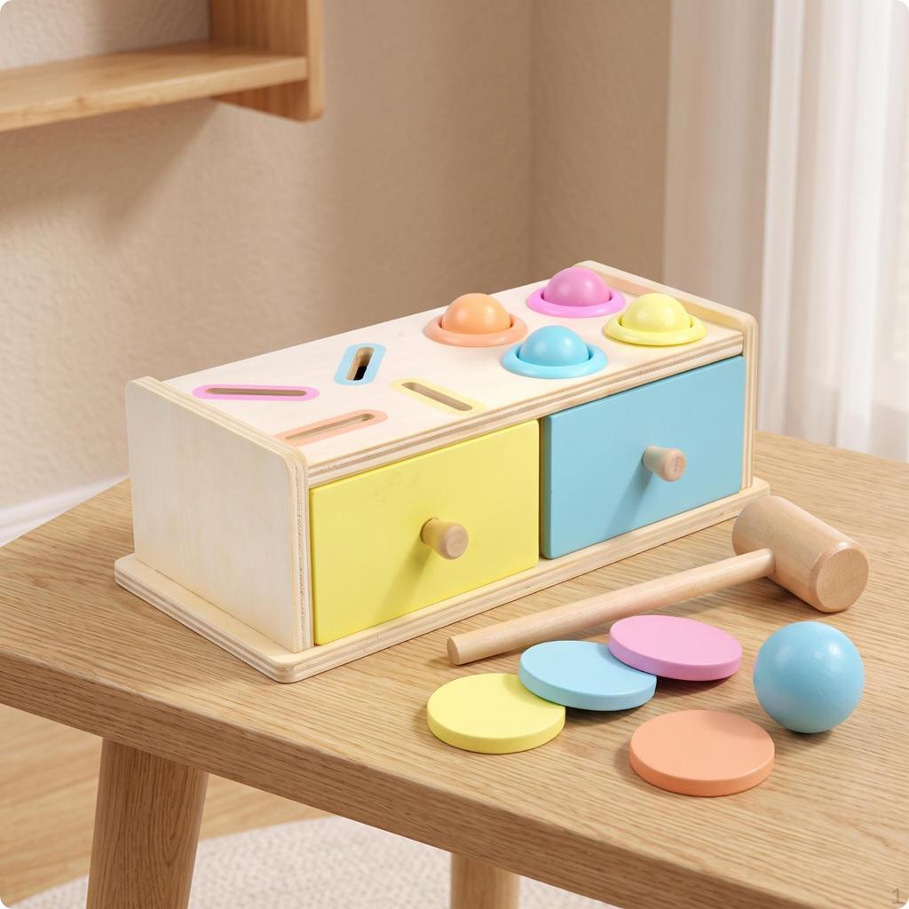 Developmental Pounding and Sorting Box | HandEye Coordination, Shape Sorter with, for Playroom