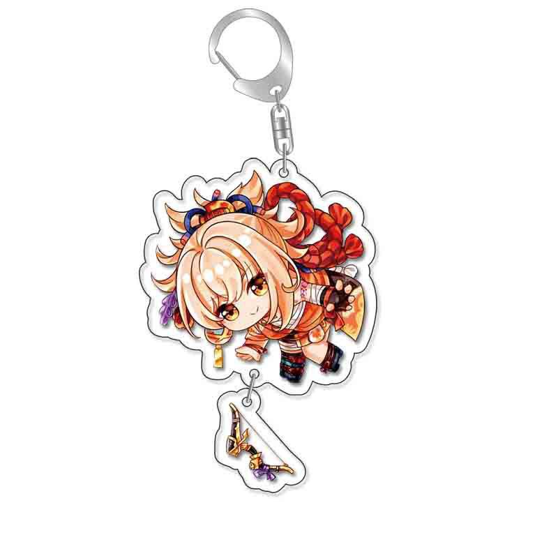 Game Genshin Impact Keychains Acrylic Model School Bag Jewelry Keychian Metal Holder Key Ring For Children Girl Men Accessories