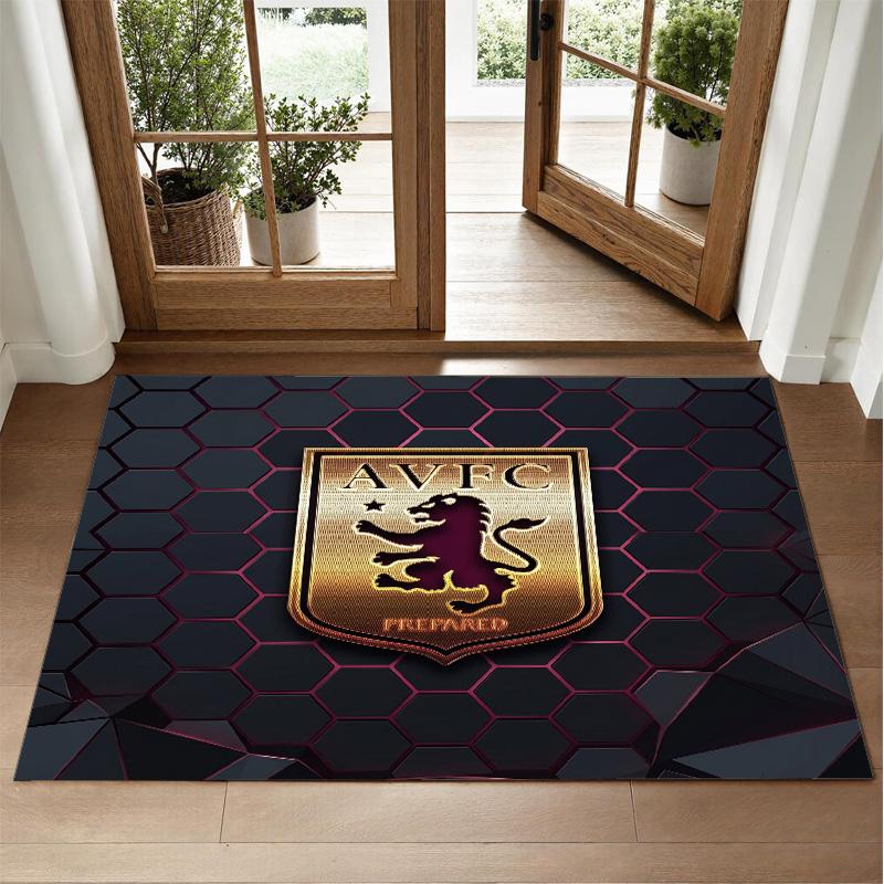 Aston Villa Football Design Crystal Velvet Rug Soft Decorative Mat for Bedroom Entrance