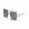 Women's Metal Square Sunglasses with Cut-Edge Design and Hollow Temple - European & American Fashion Style