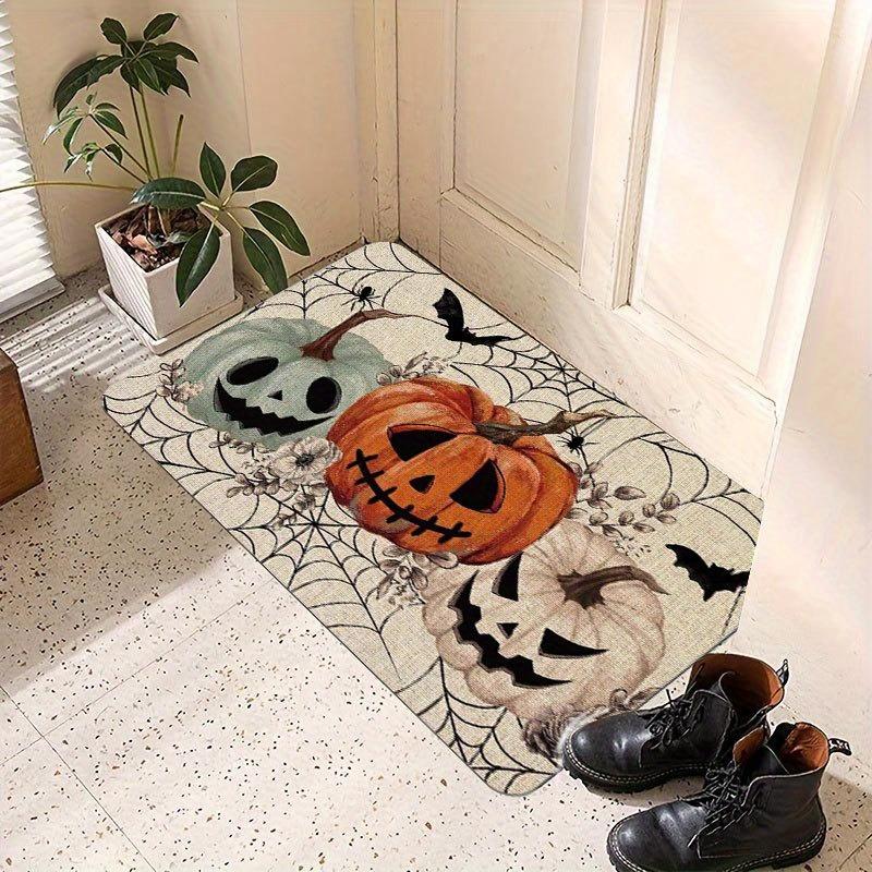 1PC Halloween Pumpkin Bats Kitchen Rug Non-Slip Door Mat Pop design Bathroom Rug Bath Mat Carpet for Home Sink Laundry Decor