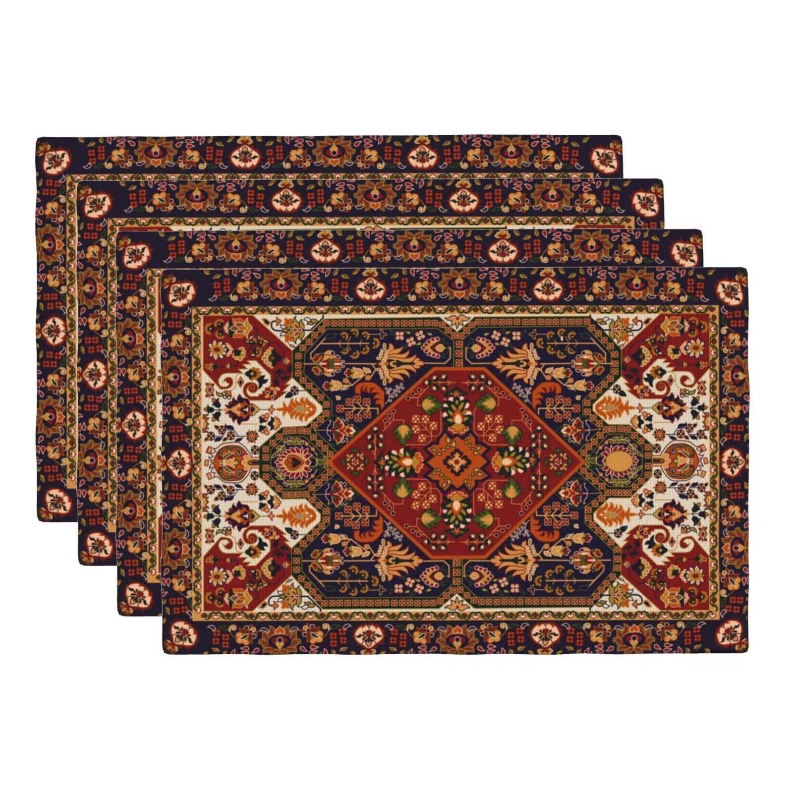 Набор подстановочных салфеток с персидским узором Льняные моющиеся подставки для тарелок Бохо Персидские для кухни столовой Термостойкие подставки Декор Настольные салфетки 1pcs