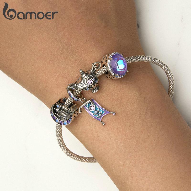 Bamoer 925 Sterling Silver Moonlight Jewels Charm Moonlight Castle Beads for Bracelet DIY Jewelry