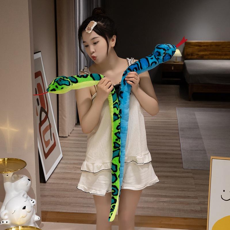 Glowing colorful snake doll plush toy doll big snake zodiac snake doll boy trick rag doll