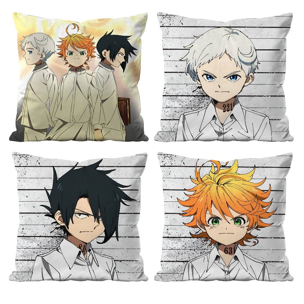 Anime The P-Promised n-Neverland Pillow Case Anti-dustmite Pillowcase Invisible Zipper Silky Short Plush Sofa Cushion Cover
