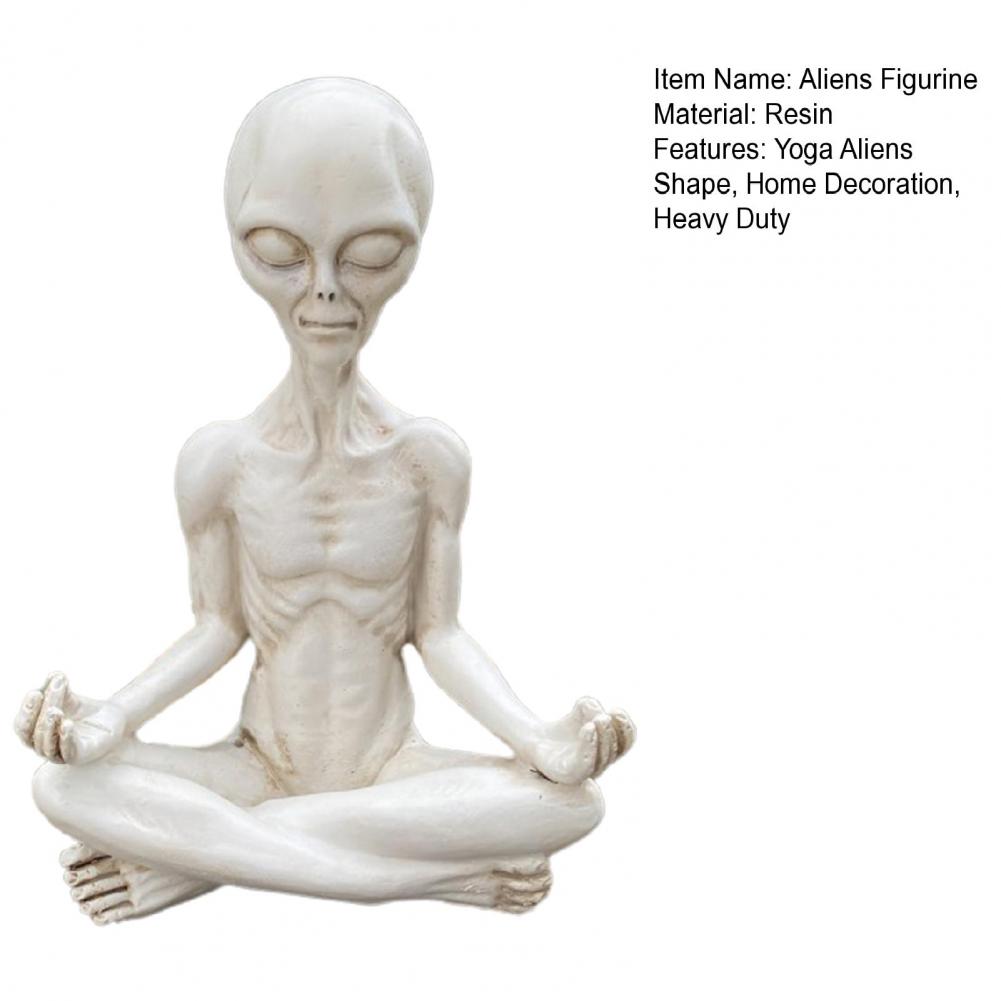 6.5" Figurine Yoga Extraterestri Meditând Așezați Statuie Rășină Sculptură Decor Ornament Crăciun pentru Casă Birou Desktop Grădină