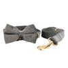 New Arrival: Dark Gray Velvet Dog Collar, Leash, Rope, Harness & Chain Set.