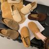 Doudou Shoes Autumn And Winter One-Pedal Lazy Shoes Versatile Flat-Soled New Birkenstocks Women'S Suede Large-Size Annual Single Shoes
