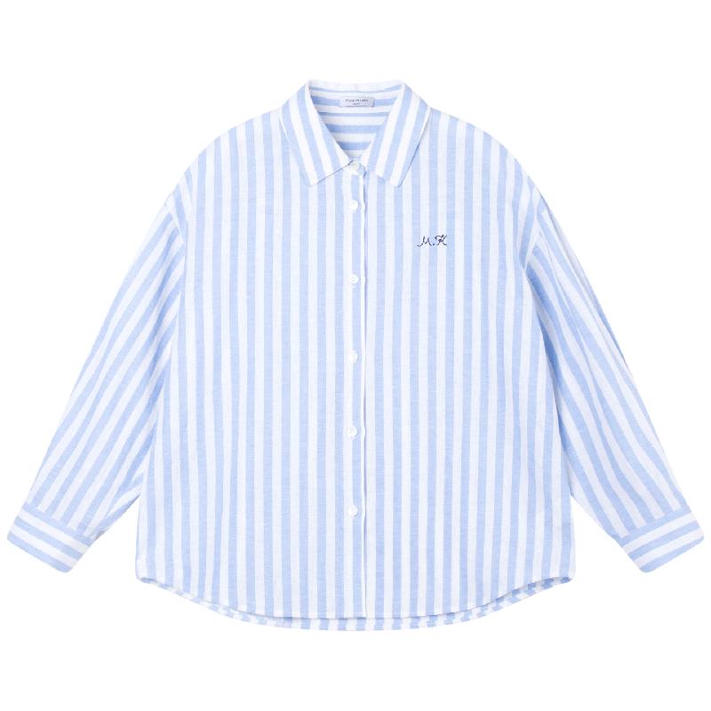 Mucmukn Kids' Linen Cotton Striped Casual Shirt Jacket