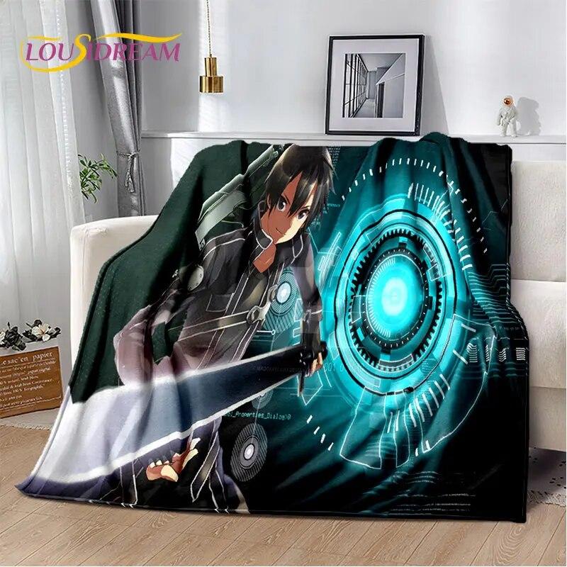 Sword Art Online SAO Anime Cartoon Soft Plush Blanket,Flannel Blanket Throw Blanket for Living Room Bedroom Bed Sofa Picnic Kids
