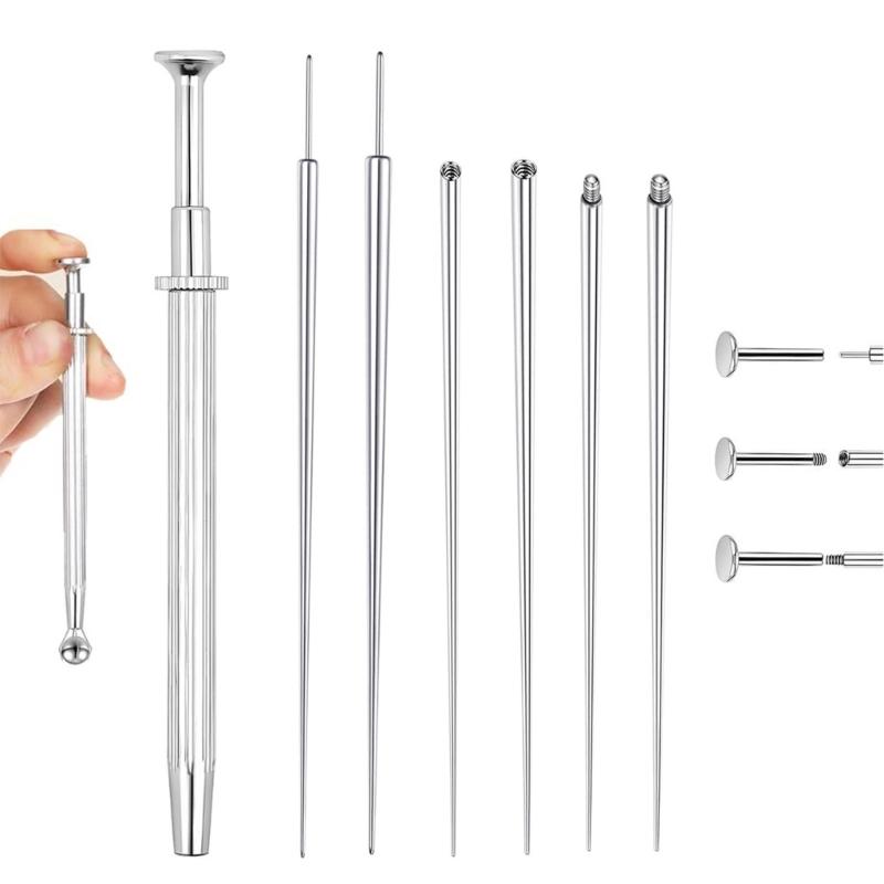 Piercing Kugel Greifer Werkzeug Kits Edelstahl Flachrücken Ohrringe Applikator mit Gewinde/Gewindelosen Einsetzstiften