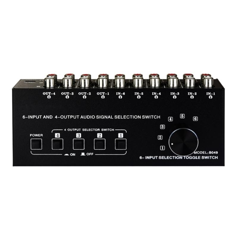 6 in 4 Out Sound Switcher Stereo Sound Switching Signal Source Switcher Selector Splitters Box Sound Signal Switching